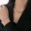 Halskette Ohrringe Set JWER Süße Coole Dornen Mondstein Anhänger Quaste Kette Stern Perle Kugel Perle Spleißen Für Frauen Hip Hop Y2K Schmuck