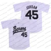 Męskie Birmingham Barons 45 Michael MJ Jersey Black White Grey Szyged Film Baseball Jerseys