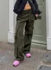 Pantalon femme Akaily automne noir Cargo Baggy pour femmes Streetwear 2023 taille haute jambe large Flare dames poches décontracté Long pantalon