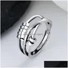 Band Rings Rotatable Charm Adjustable Ring Letter Smile For Women Girls Fashion Fine Jewelry Drop Delivery Dhrb7