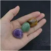 Arti e Mestieri 7 Pz/set Lucido Energia 7 Chakra Pietra Naturale Burattato Quarzo Yoga Perlina Per Guarigione Decorazione Sacchetto di Velluto Imballaggio Ti Dh2Sn