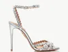 Summer Aquazzus Tequila Leather Sandals Shoes Strappy Crystal-Embilish High Heels Lady Sexy Gladiator Sandalias Party Bardal Bridal Bidal EU35-43