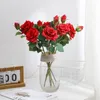 Декоративные цветы 4pc 2head Feel Rose Flower Real Touch Silk Home Party Decor Decord Hall Hall Manceout Design Mayout