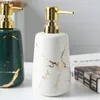 Liquid Soap Dispenser Golden Marble Texture Ceramic Portable Soap Dispenser Shampoo Bottle Hand Sanitizer Jar Badrum Tillbehör 400 ml Lotion Bottle 230605