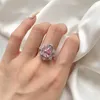 Cluster Rings Silver Sterling 925 Luxury Pink Zircon Water Drop Pear Cut High Carbon Diamond Ring For Women Vintage Jewelry Wedding