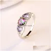 Cluster Rings Colorf Heart Diamond Ring Women Engagement Wedding Fashion Jewelry Gift Will And Sandy Drop Delivery Dhl2K