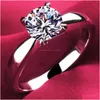 Bagues De Bande Or Blanc Pour Les Femmes Ronde Coupe Zircone Diamant Solitaire Bague De Fiançailles De Mariée Drop Livraison Bijoux Dhaxj