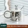 Tassen 380 ml galvanisierte Bärenbecher Keramiktasse mit Deckel und Löffel Büro Hochwertiges Kaffee-Wohnzimmer-Dekorationszubehör