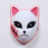 Party Maskers Demon Slayer Tanjirou Masker Sabito Mascarilla Anime Makomo Cosplay Masques Halloween Kostuum Mascara LED 06