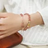 Strand Natural Double Strawberry Golden Hair Crystal Armband pärlor handgjorda diy smycken grossist för kvinnor