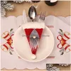 Рождественские украшения мультфильм эльф -посуда Er Red Fork News Case Tree Tree Vanges Partive Home Decor Drop Delive Garden Savenes Dhyce