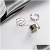 Bandringen Hiphop Rock Metal Geometry Circar Punk Set Opening Finger Accessories Sier Color Tail Ring For Women Sieraden Geschenkdruppel Del Dhnjp