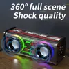 V8 Double Sound Transparent Mecha -högtalare RGB Lätt utomhus bärbar subwoofer trådlös Bluetooth TWS Super Bass Audio