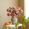 Fleurs décoratives Simulation 3 pivoine rétro maison salon El Table à manger décoration Arrangement de mariage artificielle fausses plantes
