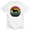 Herr t-skjortor retro vintage solnedgång doxie dachshund hundras silhuett t-shirt