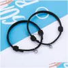 Charm Bracelets 2Pcs / Set Aimant Attire Couple Bracelet Bijoux Réglable Élastique Corde Amant Cadeau Pour Femmes Hommes Drop Delivery Dh7Sx