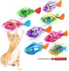 Brinquedo de gato de peixe robô, brinquedos de gato de peixe interativos para jogos de gatos internos, peixe com luz LED para estimular os instintos de caçador do seu gato