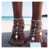 Anklets Summer Beach Anklet Gold Chian Jewelry Women Adjustable Sier Coin Sandal Foot Toe Ring Drop Delivery Dh5Gz