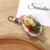 Creative Cartoon PVC Oysters Food Model Key Chains Keychain for Women Girls Seafood Series Bag Accessories Key Ring