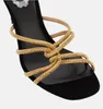 Designers Women Jewel Sandal Renes utsmyckade Satin Suede Leather Mules Sandal Slide Helel äkta lädersliv Sole Summer Crystals Pumps Slip On Size35-43