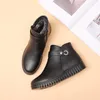 Boots Fashion Winter Female Shoes Women's Leather Ankle Flat Elderly Plus Size Thick Wool Warm Snow Mother Cotton