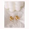 Stud Earrings Stainless Steel Gold Plated Straw Hat Shaped Pearl For Women Girl Fashion Ear Jewelry Gift