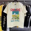 Designer Fashion Clothing Tees Tshirt Rhude Windowsil Castle Cocotier Fenêtre Seuil Paysage Double Fil Pur Coton Casual T-shirt à Manches Courtes pour Hommes Femmes Lit