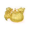 50pcs/ 55 mm Halloweenowa broszka z dyni Złoty ton Rhinestone pomarańczowe broszki Enomel Crystal Holiday Lapel
