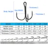 Fishing Hooks Treble Hook 10#100# Full Size Fishhooks 50PCS6PCS Super Sharp High Strength Carbon Steel Angle Anchor Sea LAKE Carp 230606