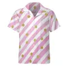 Chemises décontractées pour hommes Glitter Dots And Stripes Shirt Rose Géométrique Vacances Loose Hawaiian Streetwear Blouses Design Tops surdimensionnés