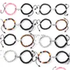 Kościa 2PCS Kreatywny magnes Przyciągnij parę urok Braceletów Dobre przyjaciele kochanek 8 mm naturalny kamień koraliki ręcznie robione lina wo dhycz