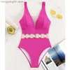 Kvinnors badkläder vigobeviya 2023 rosa bandade badkläder kvinnor sexig ring ihålig push up one bit baddräkt monokini svartlös strand baddräkt t230606