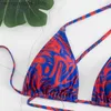 Kvinnors badkläder tryckt wrap runt en axel bikini kvinnor badkläder kvinnlig baddräkt tvåstycken bikini set bather baddräkt baddräkt t230606