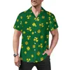 Chemises décontractées pour hommes St Patricks Day Shirt Gold Irish Shamrocks Vacation Loose Summer Streetwear Blouses Short Sleeve Oversize Top