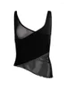 Débardeurs pour femmes Mesh Sheer See Through Patchwork Tank Exposed Nombril Tops Summer Streetwear Sexy Women Irregular Hem Black Mini Vest Clothes