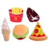 Cute Pet Plush Toy Creative French Fries Burger Meat Funny toy Interactive Squeaky Chew Bite Dog Toys Accessories Supplies