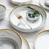 Plates Ceramic Marble Grey Dinnerware Set And Bowls Dinner Dessert Appetizer Plate Dishes For Home Restaurant El Gift