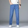 Mens Jeans Spring Summer Office Business Men Classic Blue Black Cotton Stretch Straightleg Denim Pants Male Brand Trousers 230606