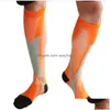 Men'S Socks Compression Knee High Outdoor Sport Running Nursing Marathon Stockings For Women Men White Black Blue Drop Delivery Appa Dh05W