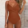 Badebekleidung RXRXCOCO Damen-Badeanzug, durchsichtig, einfarbig, schwarz, Damen-Bademode, sexy, gerüscht, rückenfrei, Push-Up-Badeanzug, Strandmode 230605