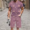Men's Tracksuits Set T-shirt short ultra-fine fabric sportswear geometric pattern 3D paperback fashion men's track and field wear summer leisure P230605