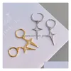 Dangle Chandelier Unisex Hoop Earrings Punk Metal Jewelry Brincos Sier Color Geometric Cross Pendant Exaggerate Design Drop Deliver Dh9Gf