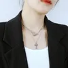 Kedjor Jialy 316L rostfritt stål Korsa dubbel halsbandskedja för kvinnor modesmycken födelsedagspresent