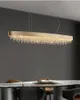 Lampadari Lampadario di cristallo moderno di lusso per sala da pranzo Design ovale Lampada a sospensione Cristal Oro spazzolato Isola cucina Lampada a led