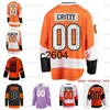 c2604 Personalizar Hombres Mujeres Niños 00 Gritty Hockey Jerseys Negro Naranja Camisa personalizada Ladies Youth Jersey cosido