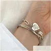 Bracelets porte-bonheur minimaliste Sier coeur d'amour pour les femmes mode Vintage à la main fête d'anniversaire bijoux cadeaux livraison directe Dhqcb