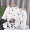 Pigiama Bambini Neonati maschi Ragazze Cartoon Printe Manica corta Top Camicie Pantaloncini da notte Pigiama per bambini Set 2 pezzi Costumi casual per bambini 230605