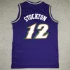 GH Mitch Ness Basketballtrikot Jazzs John Stockton Malone Lila Schwarz Weiß Größe S-XXL