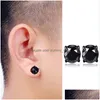 Clip-On Vis Retour Zircon En Acier Inoxydable Aimant Clip Sur Boucles D'oreilles Stud Pas De Diamant Percé Goujons D'oreille Pour Femmes Hommes Hiphop Mode F Dhpfk