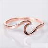 Полоса Rings 2021 Wave Alloy Sier Ring Charms Charms Rose Gold